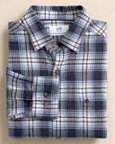 Southern Tide Men's Ashborough Plaid Brushed Twill Sport Shirt - Heather Dress Blue