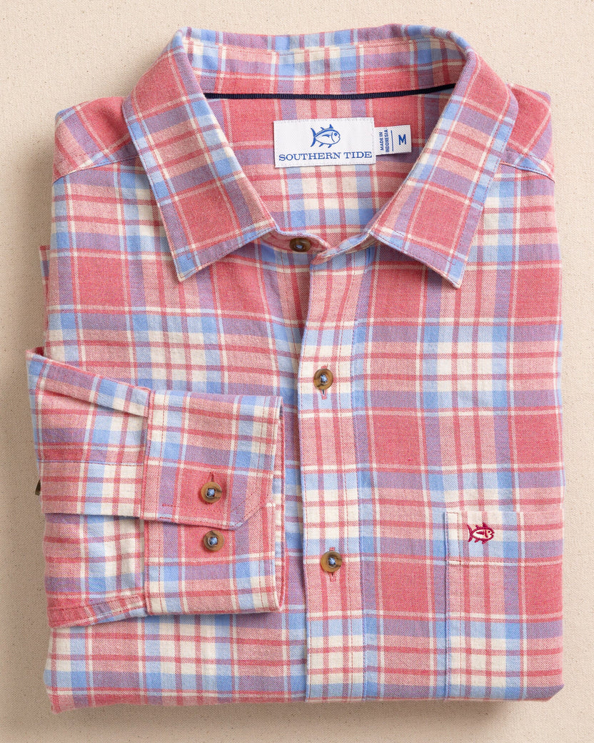 Southern Tide Men's Ashborough Plaid Brushed Twill Sport Shirt - Heather Snapper