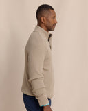 Southern Tide Men's Bass Creek Quarter Button Pullover - Heather Sandstone Khaki