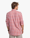 Southern Tide Men's Beach Flannel Heather Howland Plaid Sport Shirt - Heather Dusty Coral