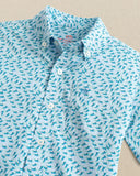 Southern Tide Boys Intercoastal Fintastic Short Sleeve Sport Shirt - Cerulean