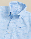 Southern Tide Boys Intercoastal Game Fish Short Sleeve Sport Shirt - Cerulean
