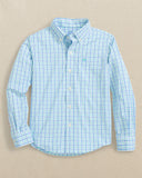 Southern Tide Boys Intercoastal Turnberry Plaid Long Sleeve Sport Shirt - Boat Blue