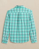 Southern Tide Boys River Ridge Plaid Intercoastal Long Sleeve Sport Shirt - Turtle Green