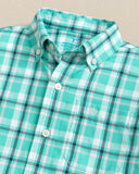 Southern Tide Boys River Ridge Plaid Intercoastal Long Sleeve Sport Shirt - Turtle Green