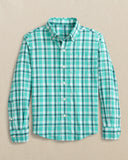 Southern Tide Boys River Ridge Plaid Intercoastal Long Sleeve Sport Shirt - Turtle Green
