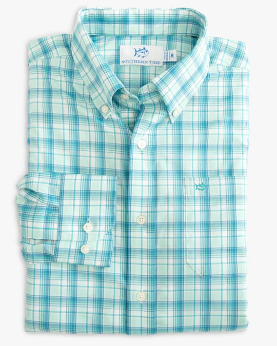 Southern Tide Men's brrr°® Tidepointe Plaid Intercoastal Sport Shirt - Baltic Teal
