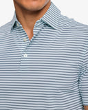 Southern Tide Men's Brrreeze Harborview Stripe Performance Polo Shirt - Turquoise Sea