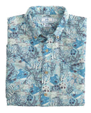 Southern Tide Men's Short Sleeve Coral Scene Sportshirt - Low Tide Blue