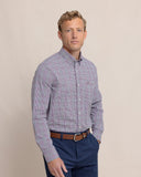 Southern Tide Men's Charleston Brunswick Plaid Long Sleeve Sport Shirt - Muscadine