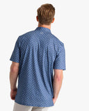 Southern Tide Men's Driver Fish Toss Print Performance Polo Shirt - Aged Denim