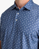 Southern Tide Men's Driver Fish Toss Print Performance Polo Shirt - Aged Denim