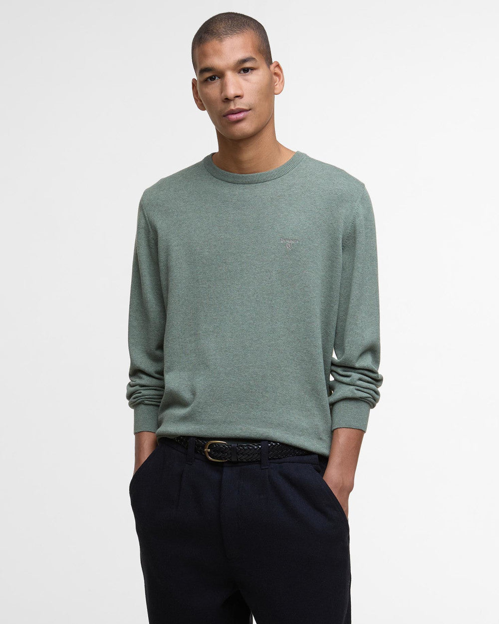 Barbour Men's Pima Cotton Crew Neck Jumper - Thyme