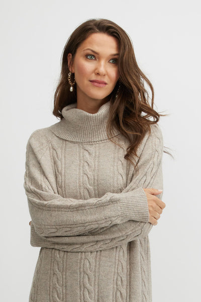 Emproved Cable Knit Sweater Dress - Oat | Krizia Martin Emproved Cable Knit Sweater Dress - Oat | Krizia Martin