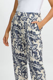 Emproved Women's Pull On Crop Woven Pant - Deep Ocean Tropical Leaf