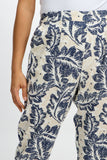 Emproved Women's Pull On Crop Woven Pant - Deep Ocean Tropical Leaf