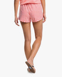 Southern Tide Women's Gingham Lounge Pink Short - Flamingo Pink