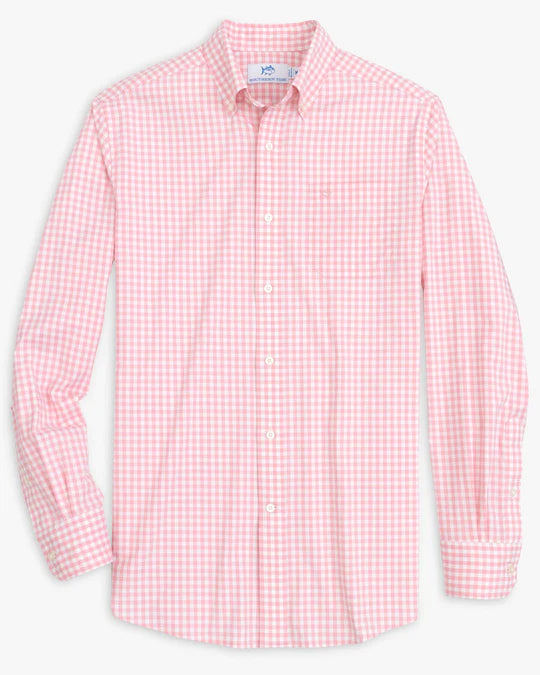 Southern Tide Men's Heather Hartwell Plaid Intercoastal Sport Shirt - Heather Flamingo Pink