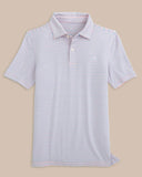 Southern Tide Kids Ryder Heather Halls Stripe Performance Polo - Heather Pale Rosette Pink