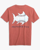 Southern Tide Kids Sketched Baseball Heather T-Shirt - Heather Dusty Coral