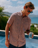 Southern Tide Men's Legally Frond Intercoastal Short Sleeve Sport Shirt - Flamingo Pink