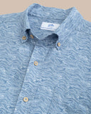 Southern Tide Men's Linen Rayon The Whaler Short Sleeve Sport Shirt - Coronet Blue