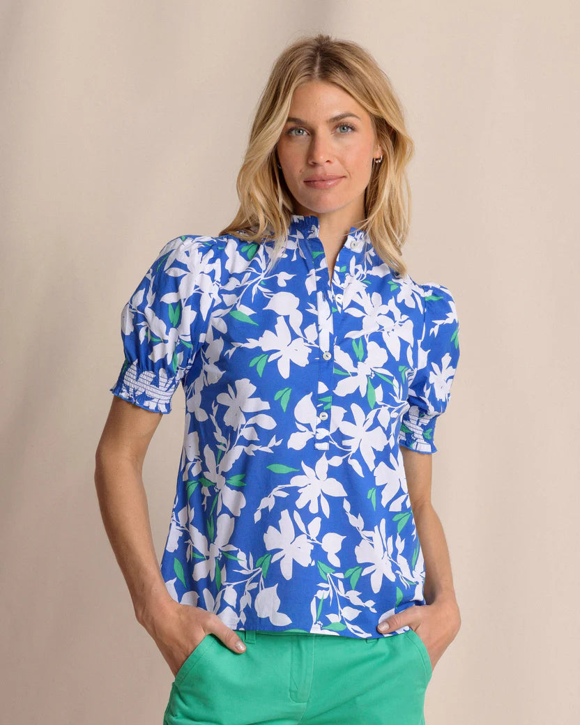 Southern Tide Women's Meadow Blossom Bay Printed Top - Blue Lolite