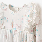 Elegant Baby Pony Meadow Organic Muslin Dress & Bloomer Set - White