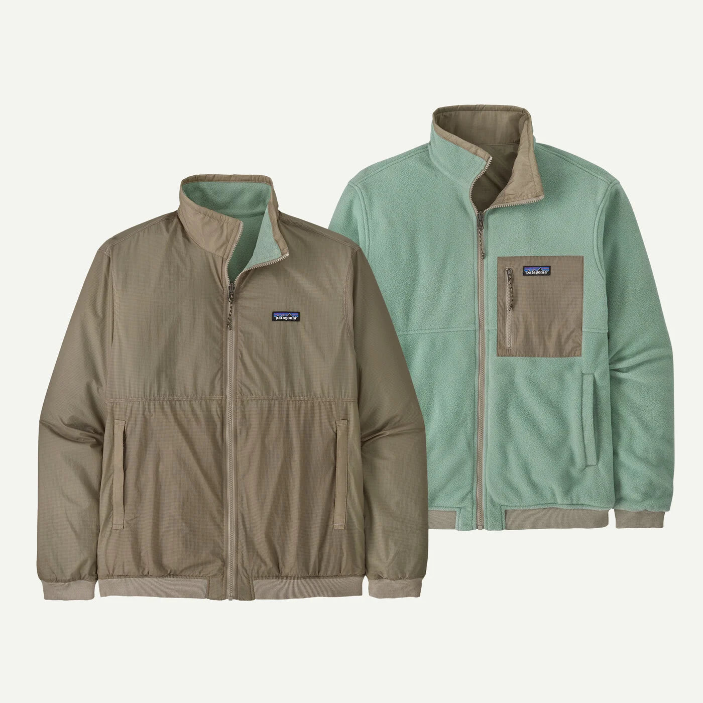 Patagonia Men's Reversible Shelled Microdini Fleece Jacket - Seabird Grey
