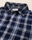 Southern Tide Men's Somerset Plaid Double Cloth Heather Sportshirt - Heather Dress Blue