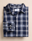 Southern Tide Men's Somerset Plaid Double Cloth Heather Sportshirt - Heather Dress Blue