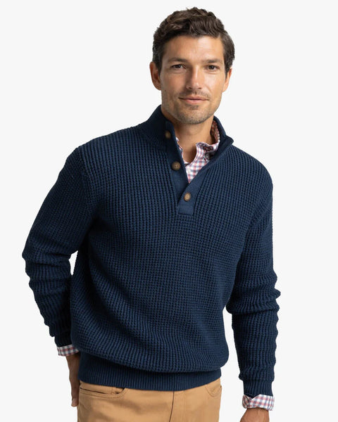 Southern Tide Men's Westmont Heather Jade Quarter Zip Button