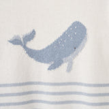Elegant Baby Whale Striped Knit Shortall Romper - Blue