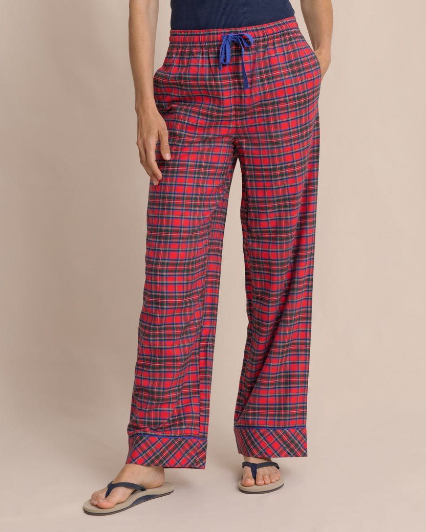 Southern Tide Women's SC Tartan Lounge Pant - Crab Red