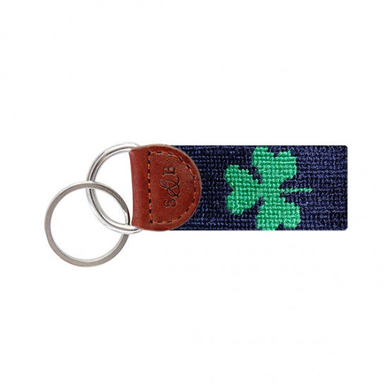 Smathers and Branson Shamrock Needlepoint Key Fob (Navy)