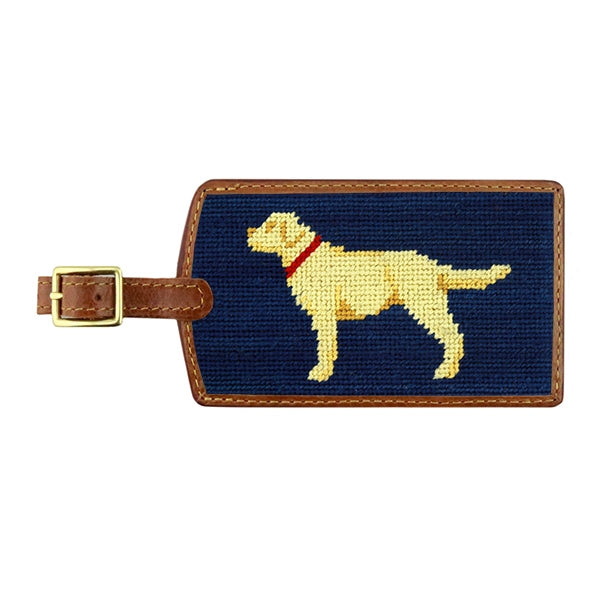 Smathers & Branson Yellow Lab Needlepoint Luggage Tag - Classic Navy