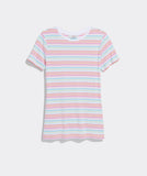 Vineyard Vines Women's Striped Short-Sleeve Crewneck Simple Tee - Coral Stripe Multi