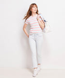 Vineyard Vines Women's Striped Short-Sleeve Crewneck Simple Tee - Coral Stripe Multi