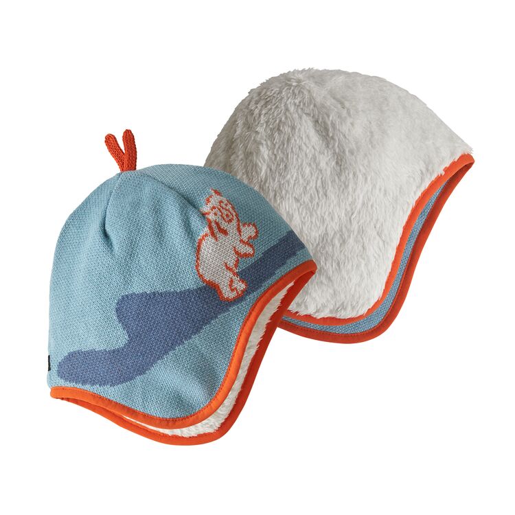 Patagonia Baby Reversible Beanie - Polar Bears Play Big Sky Blue