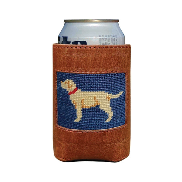 Smathers & Branson Yellow Lab Needlepoint Can Cooler - Dark Navy