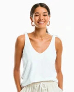 Southern Tide Women's Adrianna Sun Farer Tie Shoulder Tank Top - Classic White