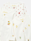 Joules Infant Babygrow 3 Pack - White Ducklings