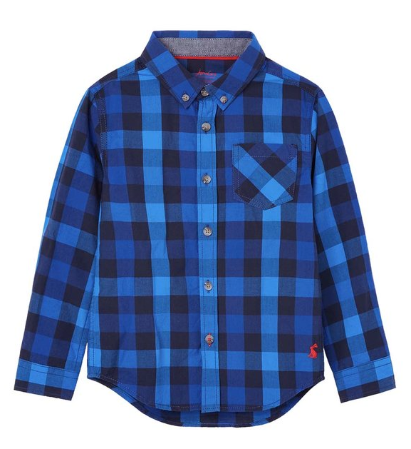 Joules Boy's Lachlan Navy Buffalo Check Button-Up Shirt