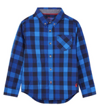 Joules Boy's Lachlan Navy Buffalo Check Button-Up Shirt
