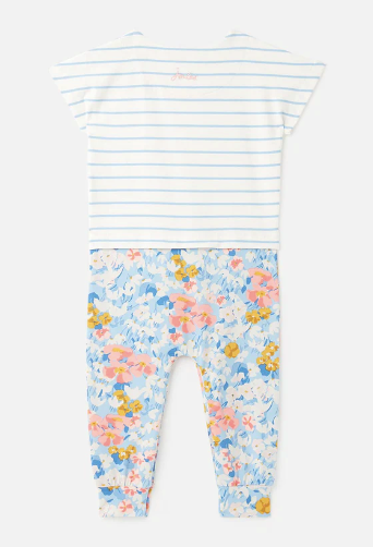 Joules Maddox Organic Cotton Mock Layer Babygrow - Sun Stripe