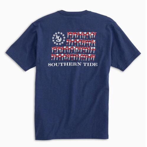 Southern Tide Men's Nautical Buoys Flag Heathered T-Shirt - Blue Depths