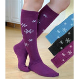 Alpaca Scattered Snowflake Knee Sock - Winterberry