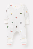 Joules Organically Grown Cotton Zip Babygrow - Farm Print