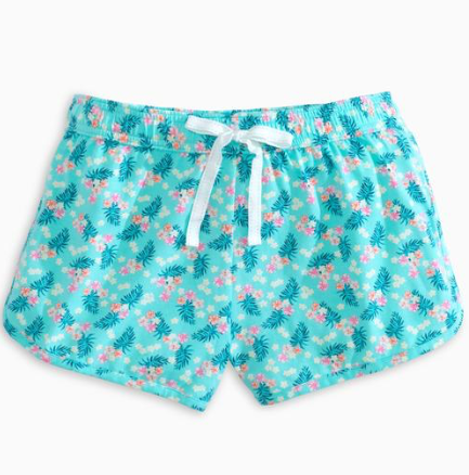 Southern Tide Tropical Print Lounge Short - Crystal Blue