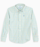 Southern Tide Boys Tattersall Intercoastal Button Down Shirt - Cantaloupe